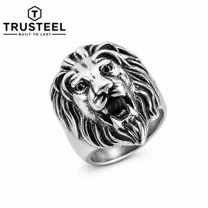 Men’s Stainless Steel Lion Head Ring Roaring King Biker Gothic Statement Size 10